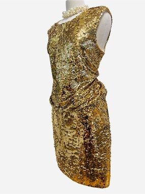 MARC NEW YORK- ANDREW MARC- Gold Sequin Cocktail Dress - Elegant Party Dress
